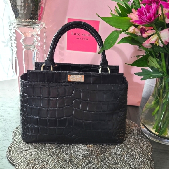 kate spade Handbags - Kate Spade ♠️ Black Leather Croc NWOT